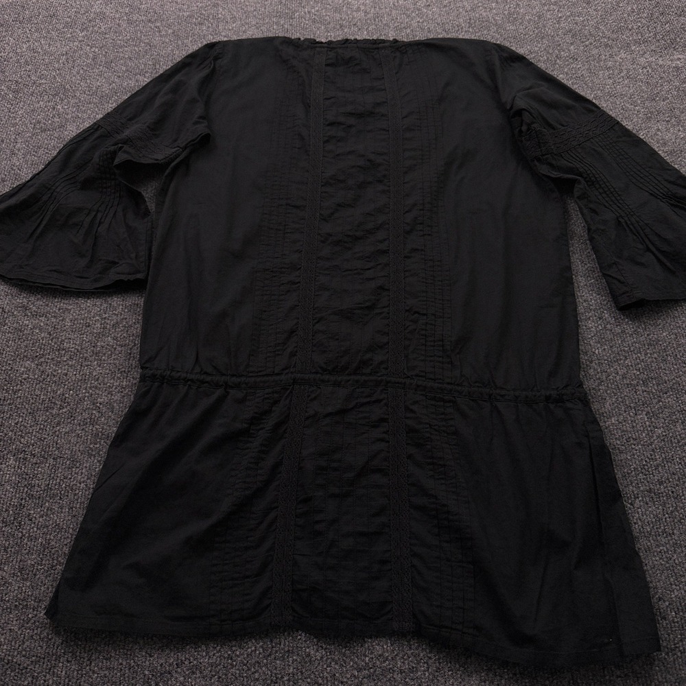 ViX Paula Hermanny Peasant Cover Up Sz M Black Lace Pintuck Bell Sleeve Tunic - Picture 5 of 16